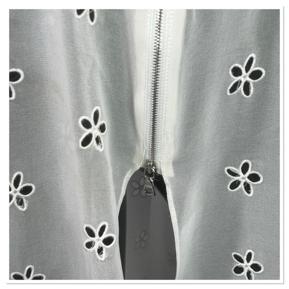 Sandro Ricarda Eyelet Chiffon Zip Front Sheer Midi Dress Collared White … - Picture 4 of 10